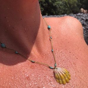 Handmade Sunrise Shell necklace made with love on east side of Maui.